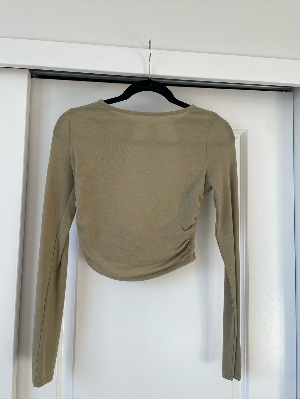 12th Tribe Olive Long-Sleeve Cropped Top